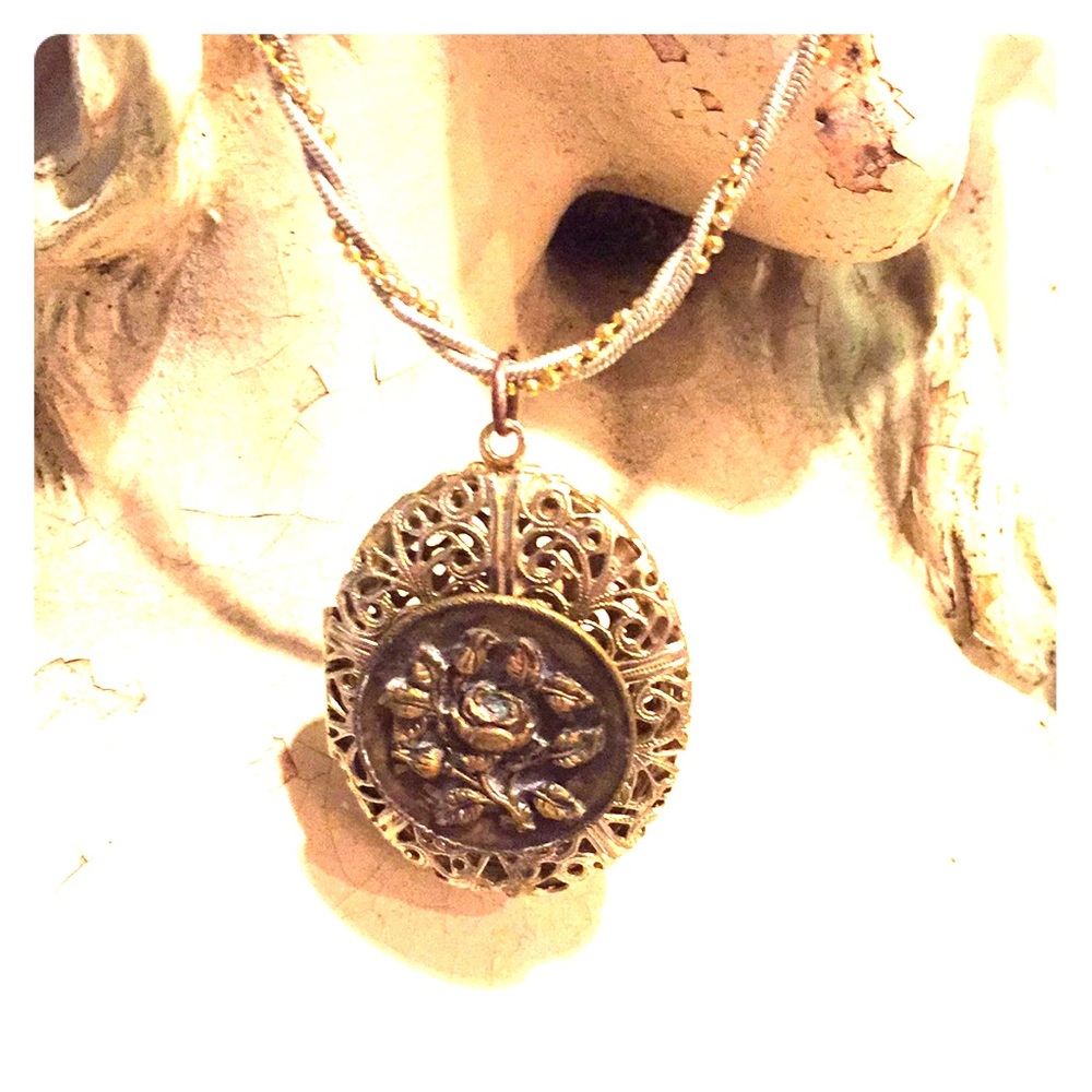 Assemblage Locket in Napier Triple Strand Chain